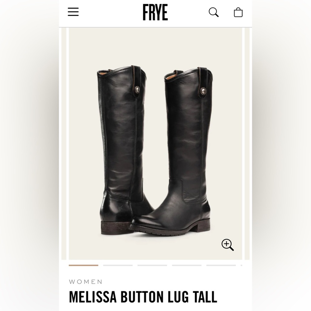 Good condition- Frye MELISSA BUTTON LUG TALL, size 6.5 women’s in black